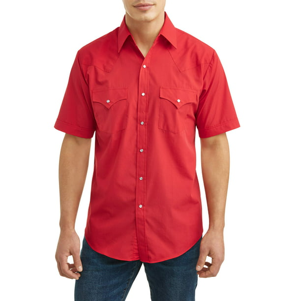 Coolred-Men Solid Business Western Shirt Regular Fit Short-Sleeve Work Shirt 